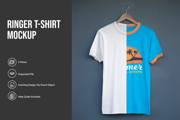 Download Ringer T-shirt Mockup Template Free - Kufonts.com