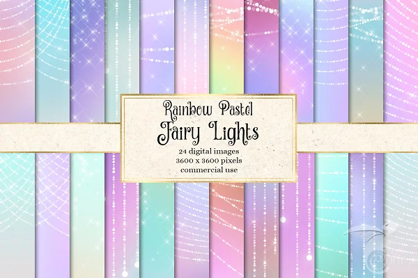 Download Rainbow Pastel Fairy Lights Graphic Free - Kufonts.com