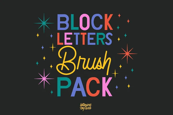 Download Block Letter Stamp Brushes Procreate Add-on Free - Kufonts.com